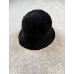 Vintage Black Furry Bucket Hat Winter‎ Warm Fashion Accessory